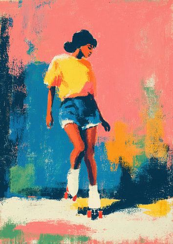 Skater in front of a colourful background