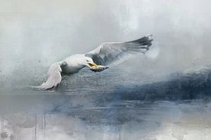 Möwe im Wasser Aquarellmalerei