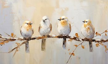 Four birds on a branch