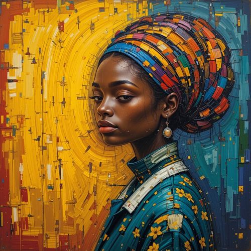 The look - Afrikaanse vrouw schilderij 1.7