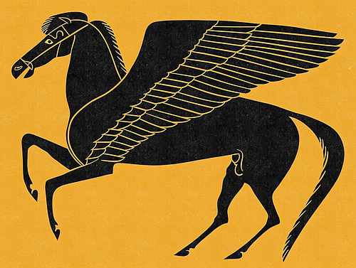 Black Pegasus on Gold