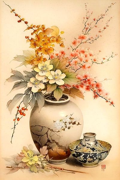 Still life with blossom by Peet de Rouw