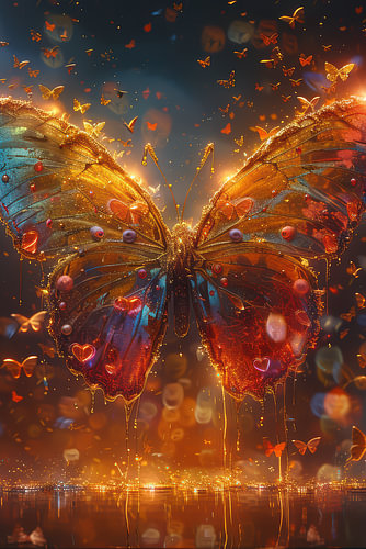 Majestätischer Schmetterling in farbenfroher moderner abstrakter Kunst