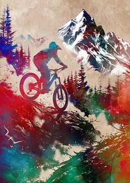 Mountainbiker sport kunst #biker van JBJart Justyna Jaszke