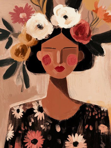Abstraktes Porträt &quot;Floral Fun&quot; von Carla Van Iersel