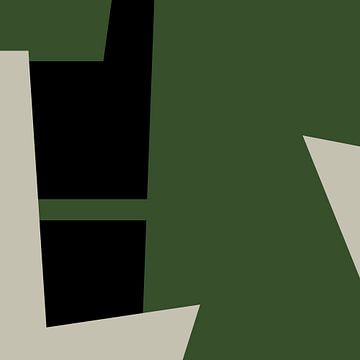 Geometrische Groene Zwarte Abstracte Vormen nr. 6 van Dina Dankers