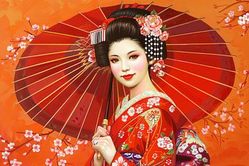 schilderachtige japanse Geisha van Egon Zitter