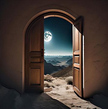 Door with moonlight by Gert-Jan Siesling