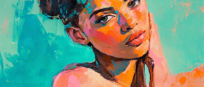 Lively portrait painting of a woman by Poster Art Shop