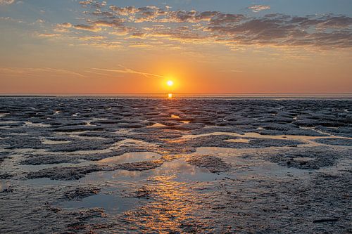 Sunset over the Frisian Wad near Koehoal