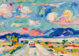 Sommerliche Autofahrt durch bunte Berglandschaft von Niklas Maximilian