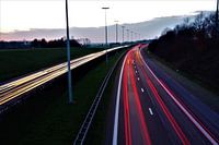 The busy traffic on the motorway