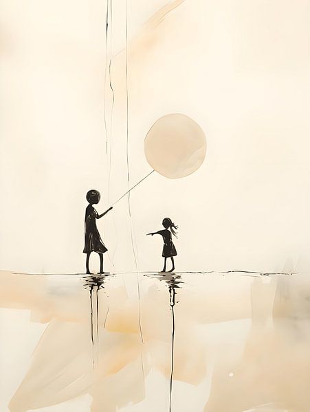 Zwei Mädchen und ein Luftballon von Moody Mindscape