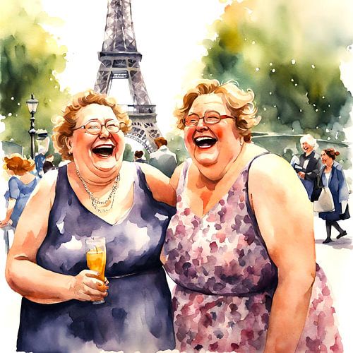 2 gezellige dames hebben veel plezier in Parijs