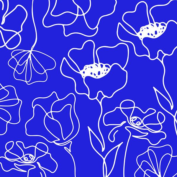 Scandinavian flower market ultramarine blue by Mad Dog Art