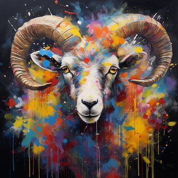 Ram met hoorns abstract van TheXclusive Art