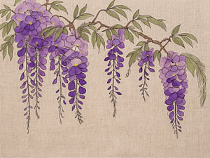 Modern-ländlich: Blauregen (Wisteria) auf Leinen