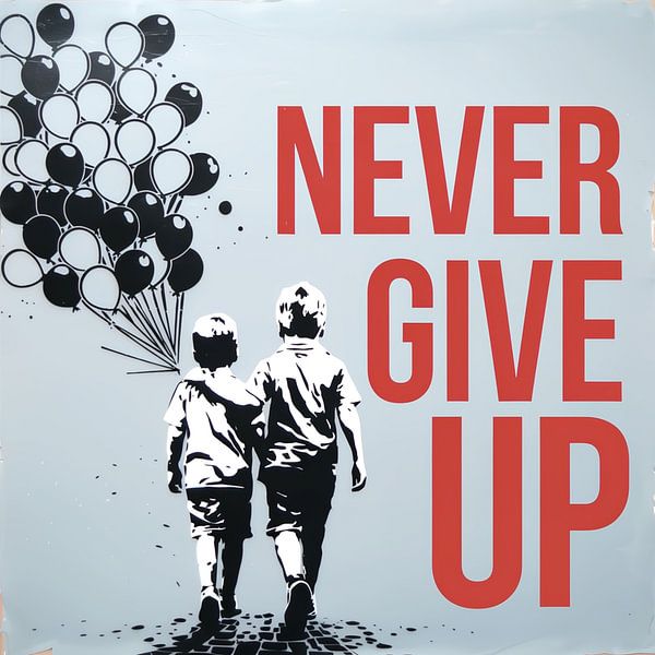 Stencil Typografie - Never give up Boy - 03 von Team W 32 Gallery