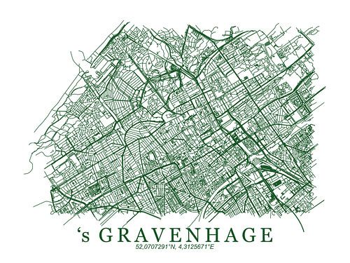 Gestylde plattgrond van 's Gravenhage