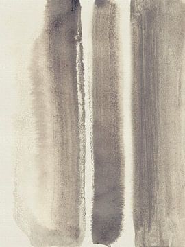 Neutrale abstracte kunst. Inktpenseelstreken in warm taupe van Dina Dankers