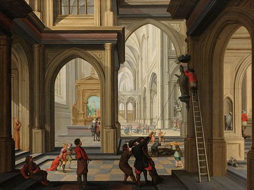 Beeldenstorm in een kerk, Dirck van Delen