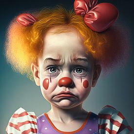 Een boos clowntje met rood haar en een strik van Anne Loos