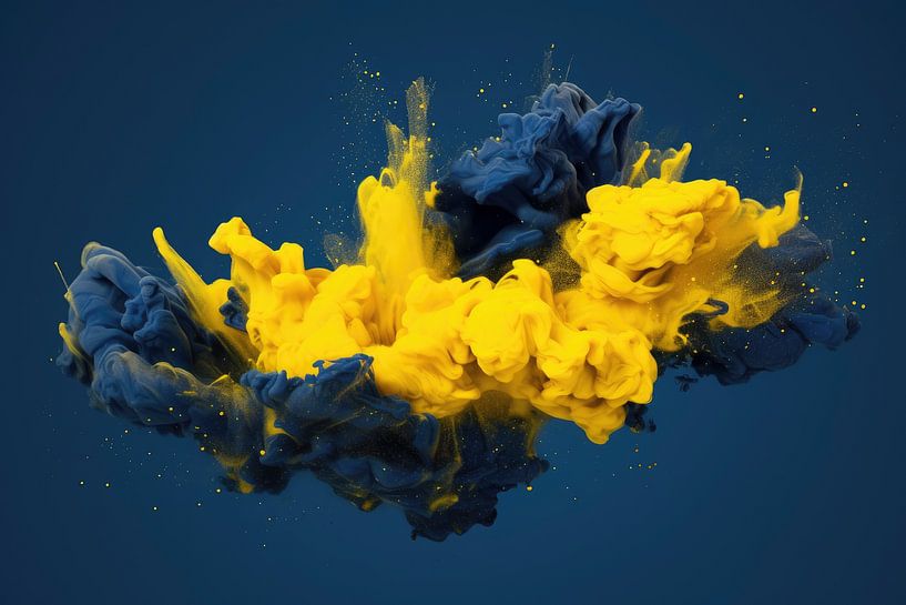 Swirling Blue and Yellow Explosion by Digitale Schilderijen