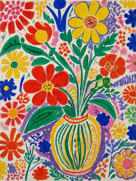 Bloemen in een vaas Stijl Henri Matisse van TOAN TRAN