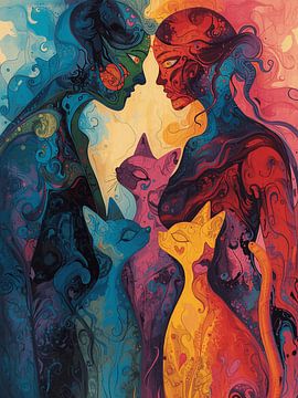 Paar und Katze malen von Giandra Safaraz