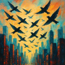 Oiseaux au-dessus de la ville sur Geert Van Baelen