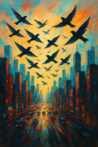 Vogels boven de stad van Geert Van Baelen