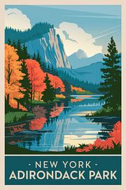 Adirondack Park, New York Vintage Travel Poster von Poster Art Shop