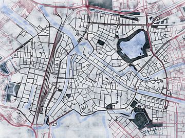 Map of Den Bosch centrum with the style 'White Winter' by Maporia