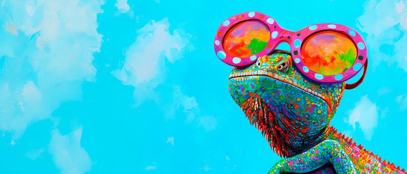 Regard coloré - Lézard avec style par Poster Art Shop