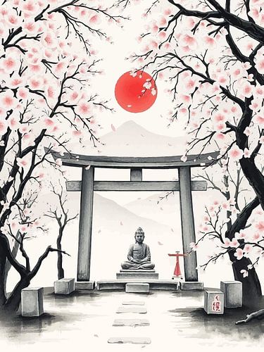 Boeddha / Boeddha Japanse inktschildering