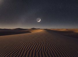 Crescent Moon Over Quiet Dunes by Artistic