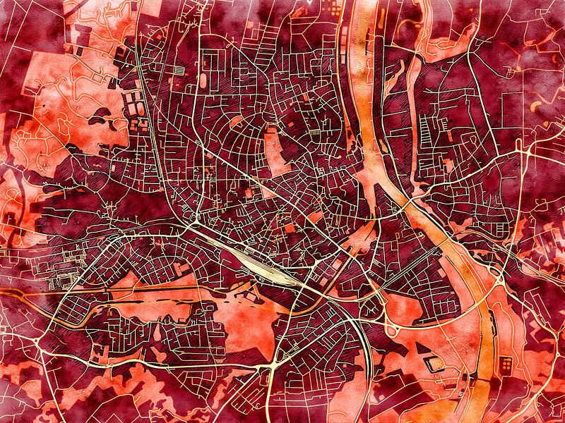 Map of Rosenheim with the style 'Amber Autumn' by Maporia