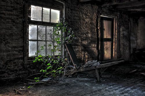 Urbex kruiwagen in een dakpannen fabriek