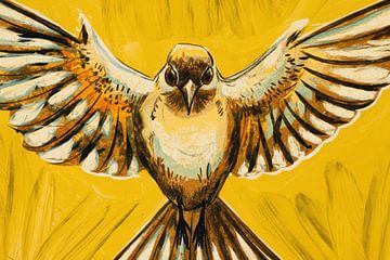 Flügel weit auf ockerfarbenem Boden von Imperial Art House