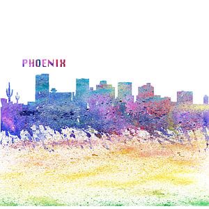 Phoenix Arizona Skyline Silhouette Impressionistisch