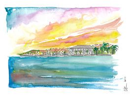 Gustavia St Barts Waterfront au coucher du soleil dans la mer des Caraïbes