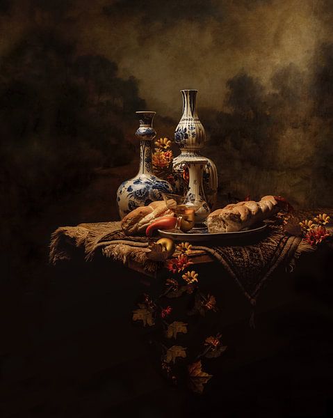 Still life with delft blue by Guna Andersone