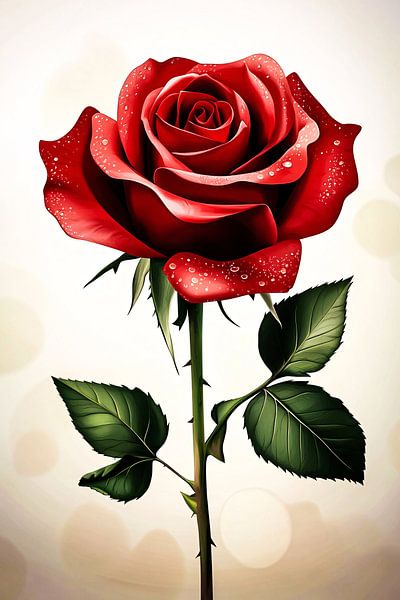 Deep red rose with dewdrops by Imperial Art House