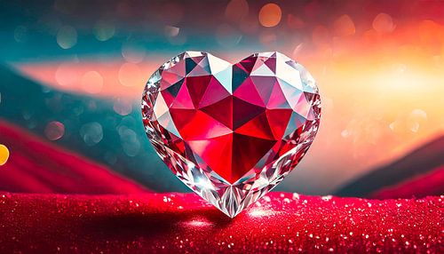 Diamanten hart in rood