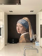 Klantfoto: Meisje met parel - Meisje van Vermeer - Schilderij (HQ), als print op doek