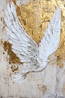 Oiseau abstrait blanc et or