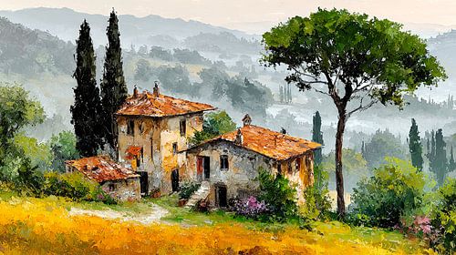 Tuscan farmhouse in the morning light