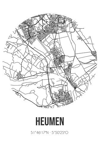 Heumen (Gelderland) | Karte | Schwarz und weiß