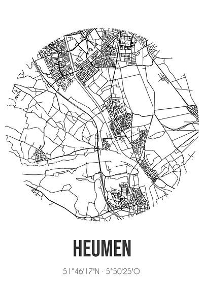 Heumen (Gelderland) | Map | Black and white by Prints of Place