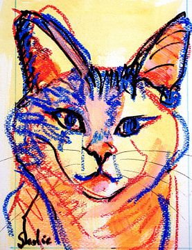 Schilderij van een kat (VII) van Liesbeth Serlie